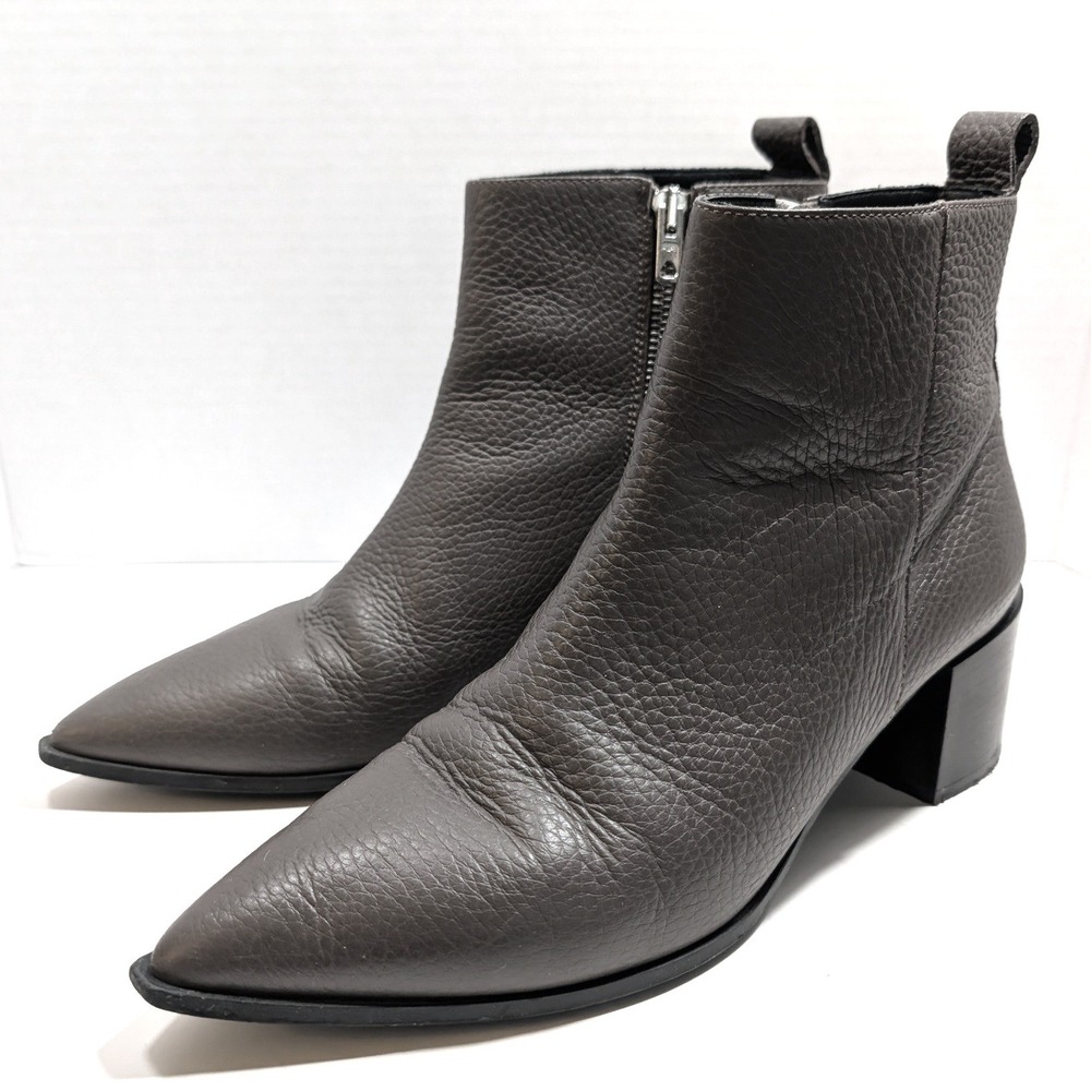 Everlane The Boss Boot Dark Taupe Leather Pointed Toe Block Heel Ankle Women 9.5